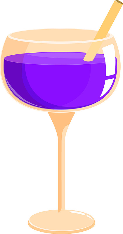 优雅的鸡尾酒杯与紫色的液体站立图片下载