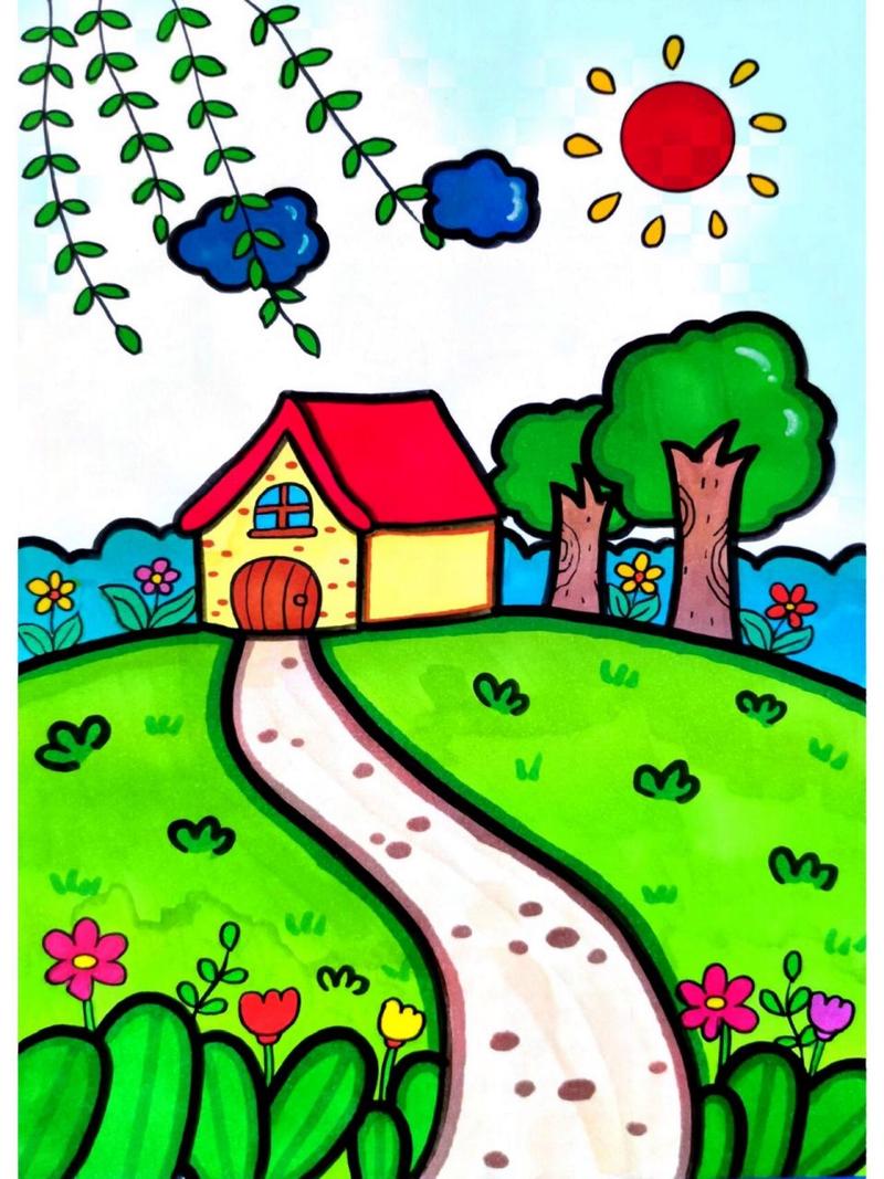 春天简笔画 美丽的春天到啦画一幅春天简笔画