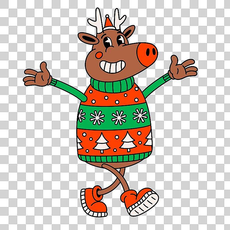 复古风格有趣的卡通驯鹿groovy复古图片下载