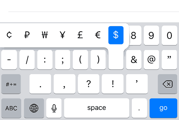 iPhone快捷输入货币符号的方法