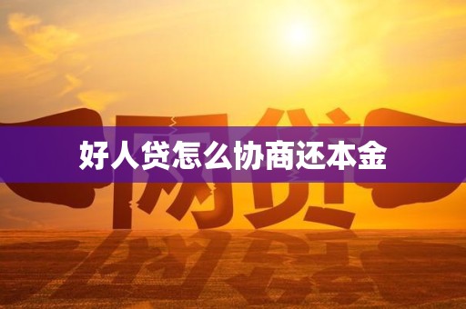 好人贷怎么协商还本金