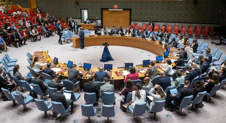 安理会关于中东局势,包括巴勒斯坦问题的会议的广角镜头。