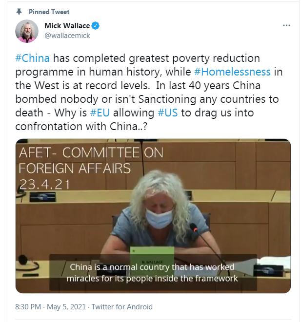 来源：欧洲议会议员米克·华莱士社交媒体截图。