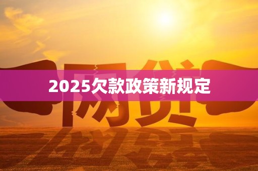 2025欠款政策新规定