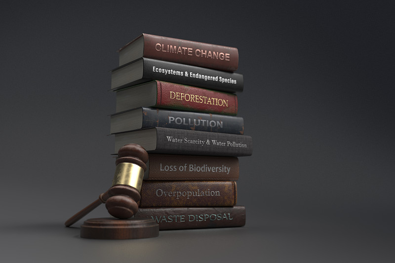 环境立法教科书与法槌图片下载