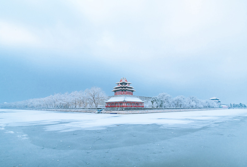 北京冬天故宫角楼图片下载