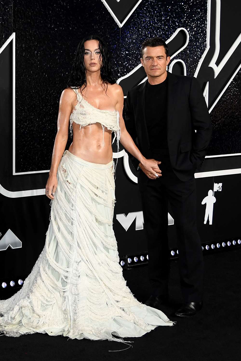 ELMONT, NEW YORK - SEPTEMBER 11: (L-R) Katy Perry and Orlando Bloom attend the 2024 MTV Video Music Awards at UBS Arena on September 11, 2024 in Elmont, New York. 