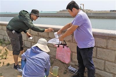 2019年6月24日起，生态环境部启动对河北唐山、天津(滨海新区)、辽宁大连、山东烟台等4城市入渤海排污口现场排查。图为6月25日，唐山排查组工作人员在快检水质。资料图片/新京报记者 浦峰 摄