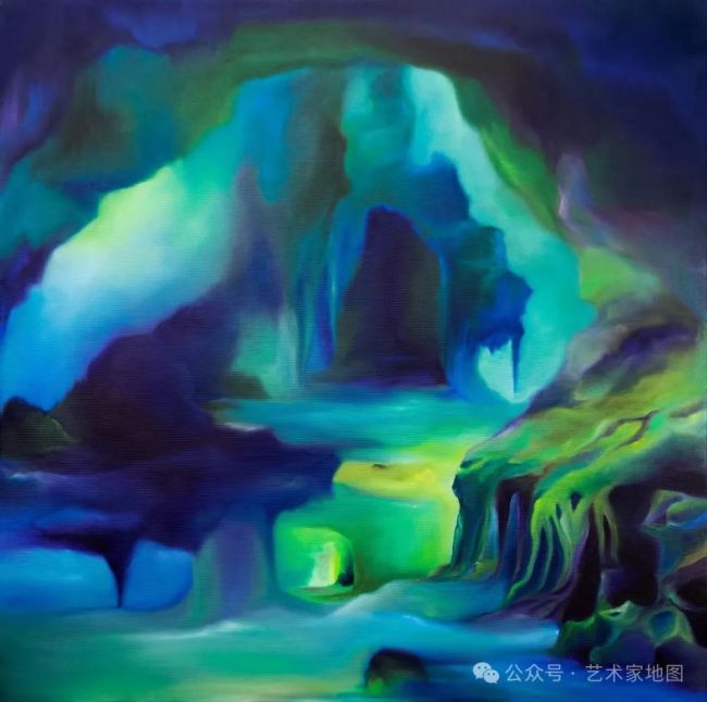 《海床(洞窟)》布画油画 60x60cm 2024年创作