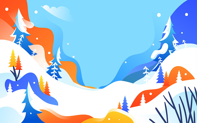 冬天滑雪运动人物插画背景滑雪运动比赛海报图片下载