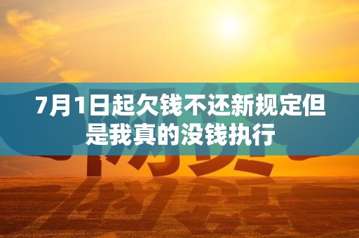 7月1日起欠钱不还新规定但是我真的没钱执行