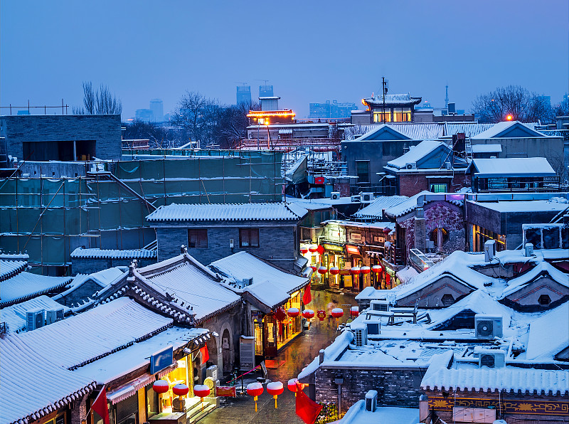 冬季北京钟鼓楼雪景图片下载