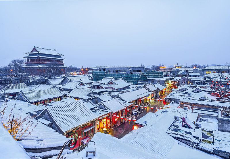 冬季北京钟鼓楼雪景图片下载