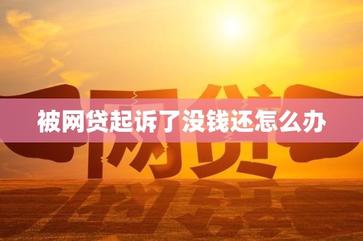被网贷起诉了没钱还怎么办
