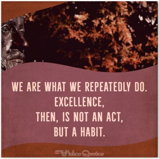 We are what we repeatedly do. Excellence, then, is not an act, but a habit. – Aristotle