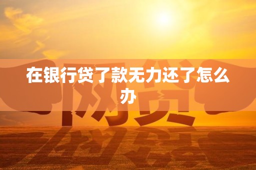 在银行贷了款无力还了怎么办