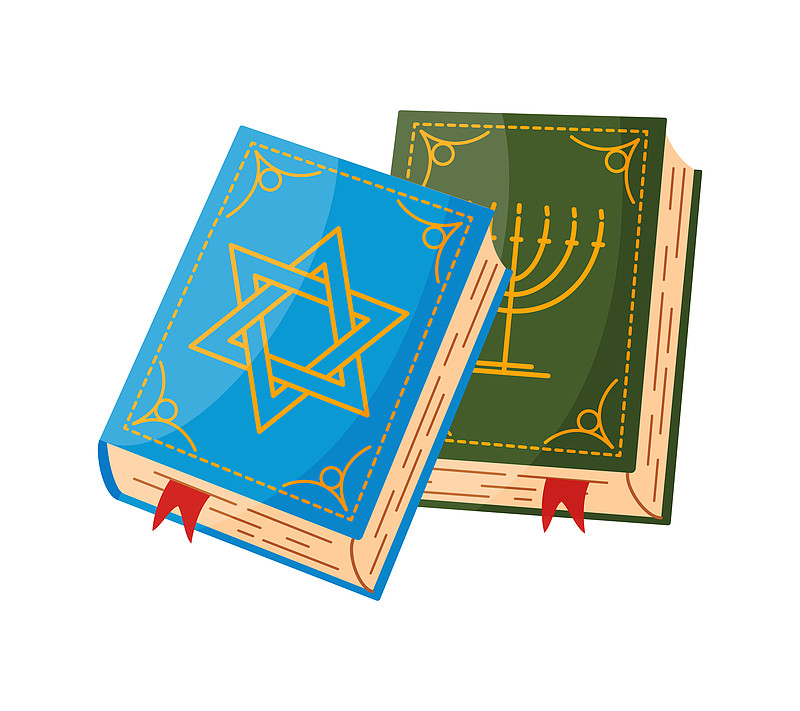 手绘风格的时尚扁平化风格的托拉书籍，孤立展示图片下载