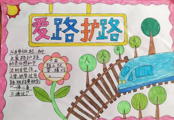 爱护铁路手抄报一等奖