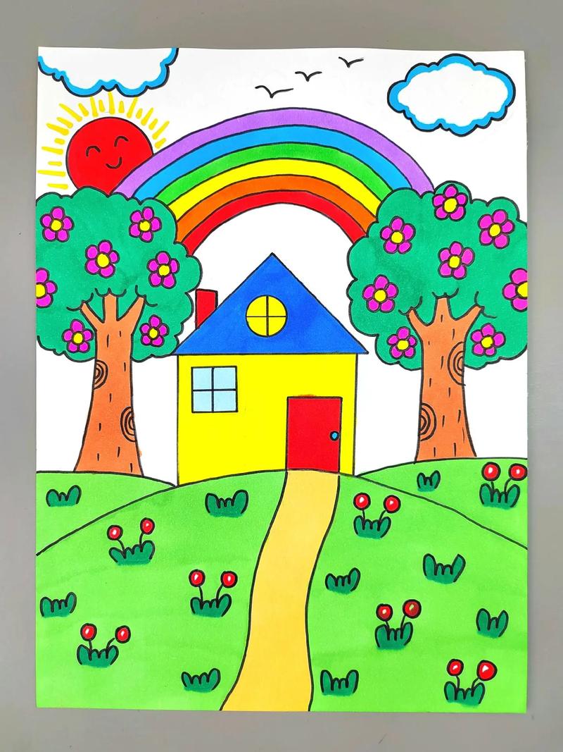 春天简笔画 一起来画春天的风景简单易学图文伙伴计划 春 - 抖音