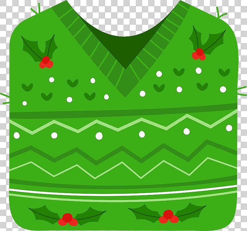 绿色节日毛衣与冬青浆果装饰图片下载