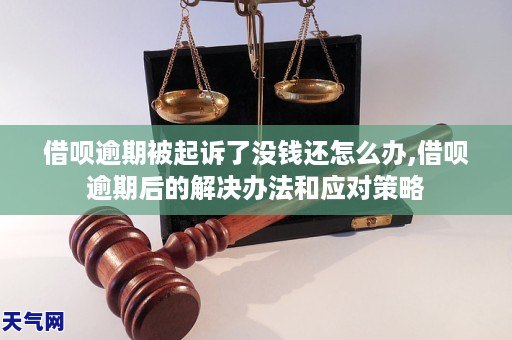 借呗逾期被起诉了没钱还怎么办,借呗逾期后的解决办法和应对策略